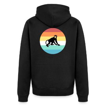 Affe - Unisex Premium Bio Zip Hoodie - Schwarz - Hinten - Nico (187cm)