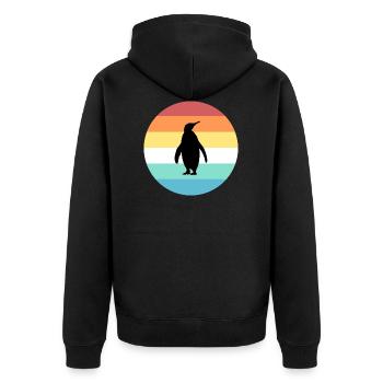 Pinguin - Unisex Premium Bio Zip Hoodie - Schwarz - Hinten - Nico (187cm)