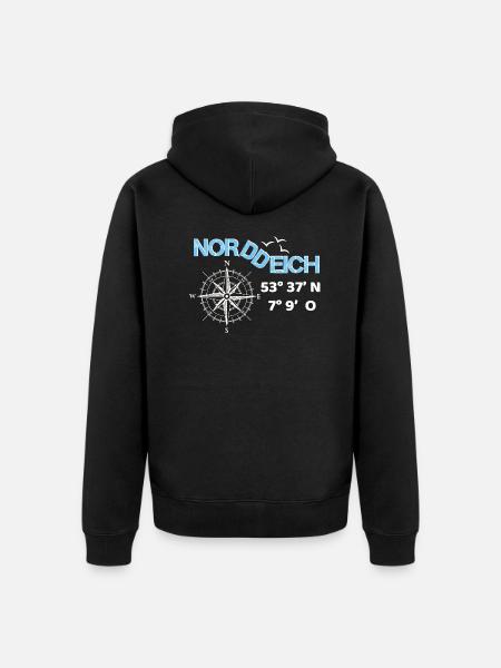 Norddeich Ostfriesland Nordsee Koordinaten NDD - Unisex Premium Bio Zip Hoodie - Schwarz