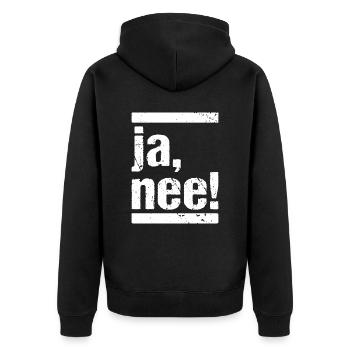 ja, nee! ja nein Humor Fun - Unisex Premium Bio Zip Hoodie - Schwarz - Hinten - Nico (187cm)