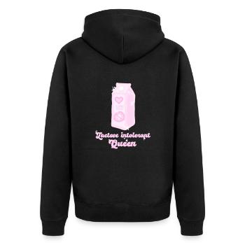 The queen of lactose intolerance - Unisex Premium Organic Zip Hoodie - black - Back - Nico (187cm)