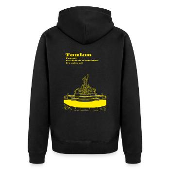 Toulon and its fountain - Unisex Premium Organic Zip Hoodie - black - Back - Nico (187cm)