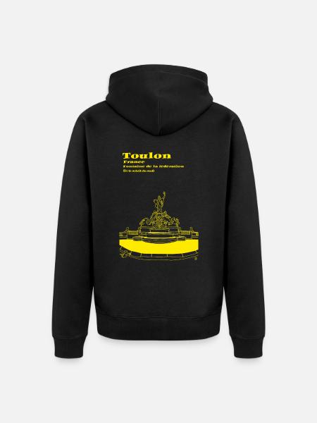 Toulon and its fountain - Unisex Premium Organic Zip Hoodie - black