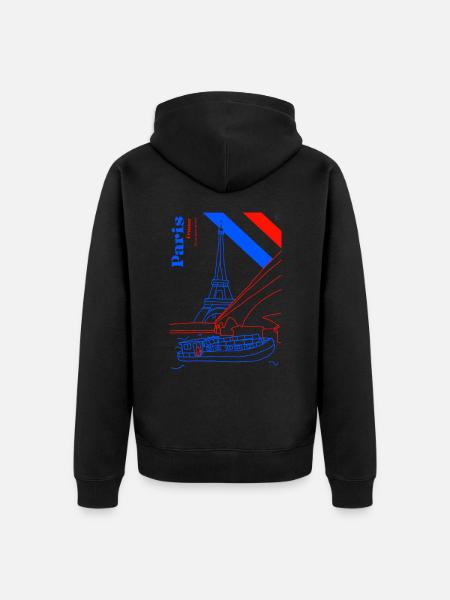 Paris and its Iron Lady - Unisex Premium Organic Zip Hoodie - black