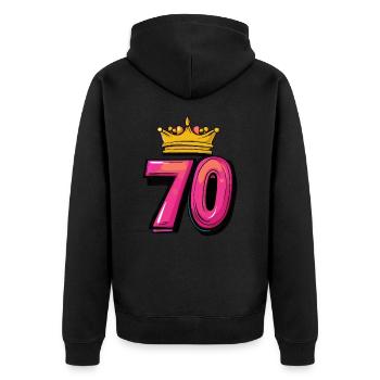 70 Number Crown - Unisex Premium Organic Zip Hoodie - black - Back - Nico (187cm)