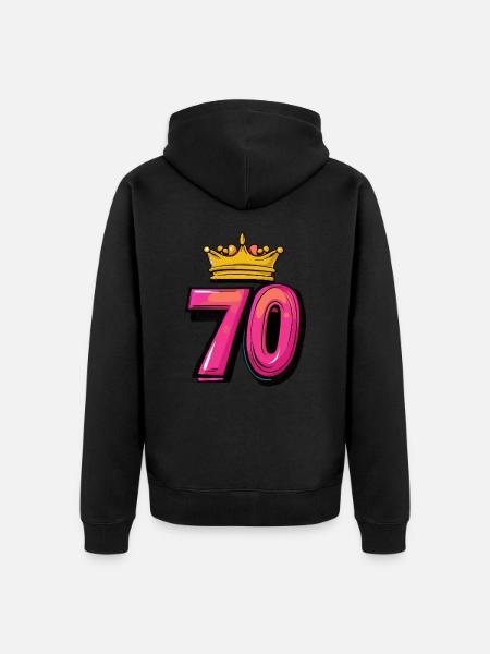 70 Number Crown - Unisex Premium Organic Zip Hoodie - black
