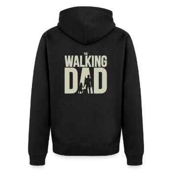 The walking Dad Vater Geschenkidee Vatertag - Unisex Premium Bio Zip Hoodie - Schwarz - Hinten - Nico (187cm)