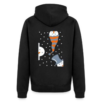 Neugierige Schneemänner - Unisex Premium Bio Zip Hoodie - Schwarz - Hinten - Nico (187cm)