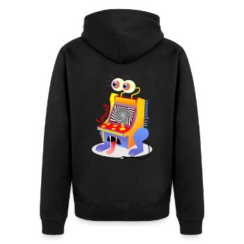 Monster-Retro-Spiel - Unisex Premium Bio Zip Hoodie - Schwarz - Hinten - Nico (187cm)