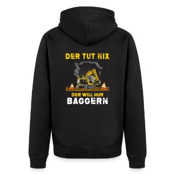 bagger baggerfahrer Baggerschaufel Baustelle - Unisex Premium Bio Zip Hoodie - Schwarz - Hinten - Nico (187cm)