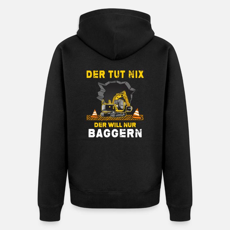 bagger baggerfahrer Baggerschaufel Baustelle - Unisex Premium Bio Zip Hoodie - Schwarz