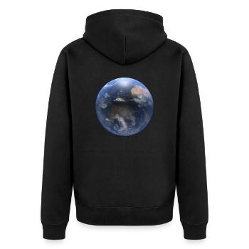 The World - Unisex Premium Organic Zip Hoodie - black - Back - Nico (187cm)