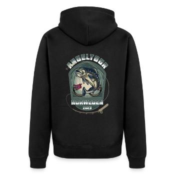 Norwegen Angeltour - 2023 - Unisex Premium Bio Zip Hoodie - Schwarz - Hinten - Nico (187cm)