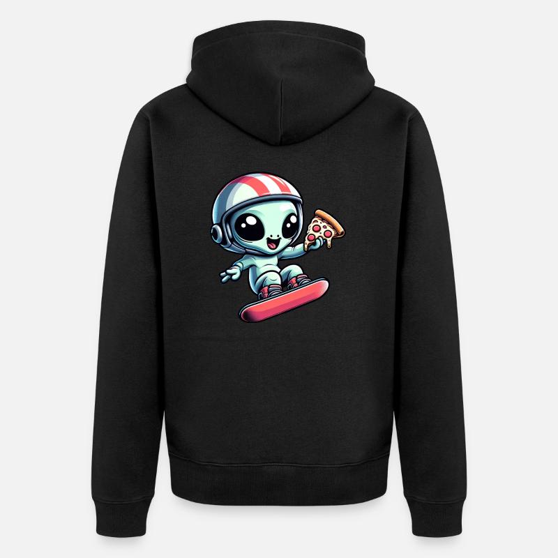 Mignon Comic Alien Snowboard Snowboarder - Veste à capuche bio Premium Unisexe - noir