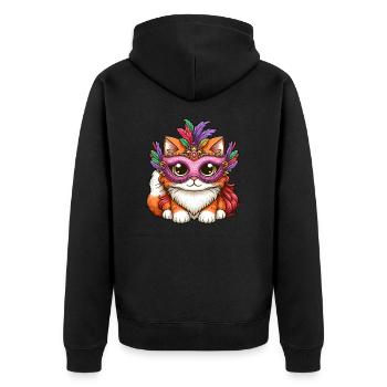 Mardi Gras Perserkatze, Maskenball Katze - Unisex Premium Bio Zip Hoodie - Schwarz - Hinten - Nico (187cm)
