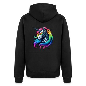 Cool Cyborg Licorne Arc-en-ciel - Veste à capuche bio Premium Unisexe - noir - Dos - Nico (187cm)