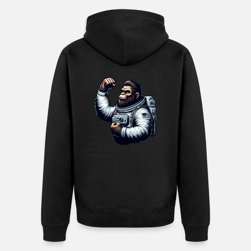 Astronaute Singe Chimpanzé Gorille - Veste à capuche bio Premium Unisexe - noir