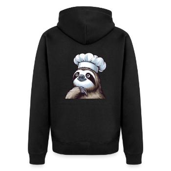 Cute Sloth en tant que chef - Veste à capuche bio Premium Unisexe - noir - Dos - Nico (187cm)