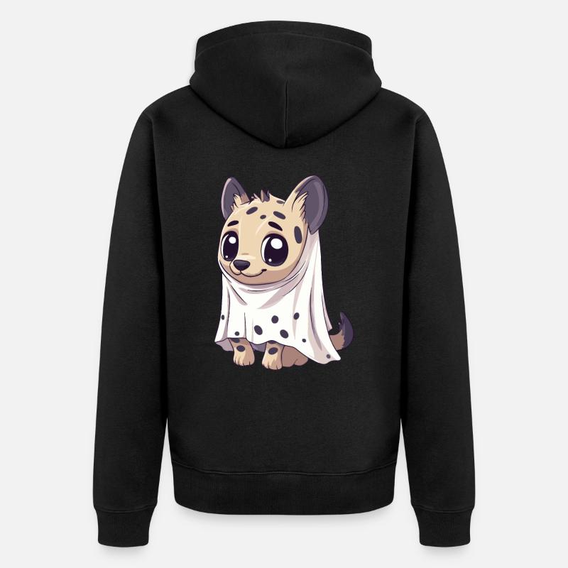 Hyäne Halloween Comic Geist - Unisex Premium Bio Zip Hoodie - Schwarz
