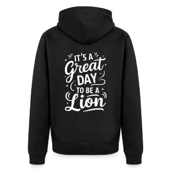 Lion Lion Animal Africa - Unisex Premium Organic Zip Hoodie - black - Back - Nico (187cm)