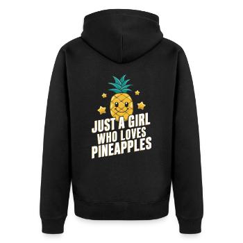Ananas tropische hawaiianische Frucht - Unisex Premium Bio Zip Hoodie - Schwarz - Hinten - Nico (187cm)