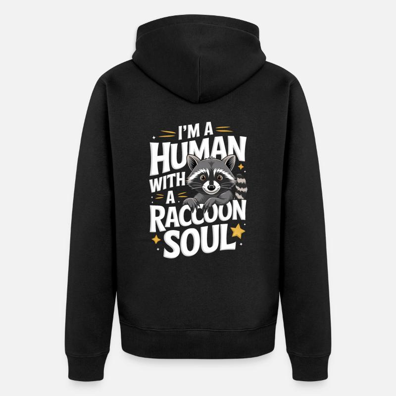Waschbär - Unisex Premium Bio Zip Hoodie - Schwarz