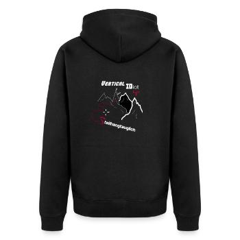 Vertical IDiot Level 2 Black Edition - Unisex Premium Bio Zip Hoodie - Schwarz - Hinten - Nico (187cm)