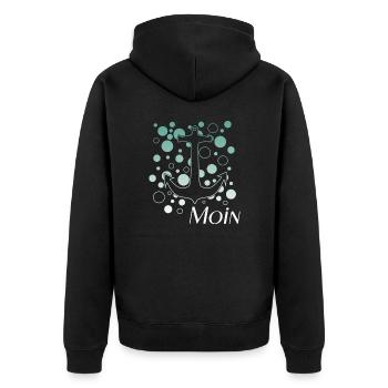 Moin - Unisex Premium Bio Zip Hoodie - Schwarz - Hinten - Nico (187cm)