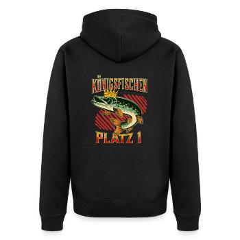 Angeln Königsfischen Fischerkönig Anglerverein - Unisex Premium Bio Zip Hoodie - Schwarz - Hinten - Nico (187cm)