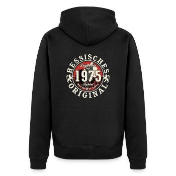 50. Geburtstag 2025 Hessisches Original Geschenk - Unisex Premium Bio Zip Hoodie - Schwarz - Hinten - Nico (187cm)