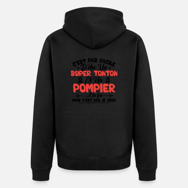 Super tonton et Pompier - Veste à capuche bio Premium Unisexe - noir