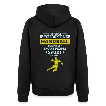 Handballspieler Sport Team Handballer Lustiger Spruch - Unisex Premium Bio Zip Hoodie - Schwarz - Hinten - Nico (187cm)
