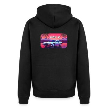 Turbo RS - Japanese 1980 ́s JDM - Unisex Premium Organic Zip Hoodie - black - Back - Nico (187cm)