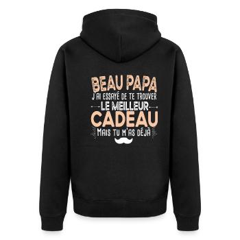 Beau Papa Père Cadeau T-shirt Homme Mug - Veste à capuche bio Premium Unisexe - noir - Dos - Nico (187cm)