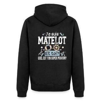 Matelot Super Pouvoir Militaire Marine Nationale - Veste à capuche bio Premium Unisexe - noir - Dos - Nico (187cm)