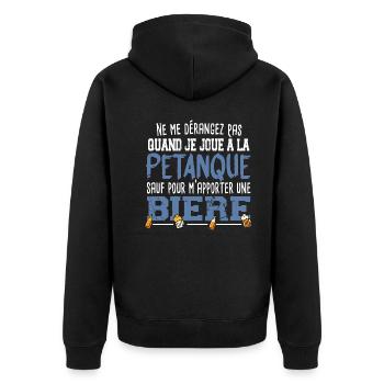 Pétanque Bière Boule Marseille Sud France Cadeau - Veste à capuche bio Premium Unisexe - noir - Dos - Nico (187cm)