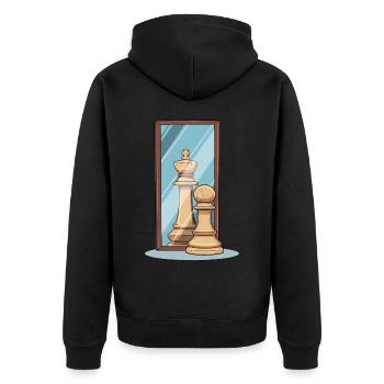 Schach Spiegel König Bauer Spiegelbild - Unisex Premium Bio Zip Hoodie - Schwarz - Hinten - Nico (187cm)