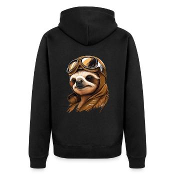 Paresseux avec lunettes d’aviateur - Veste à capuche bio Premium Unisexe - noir - Dos - Nico (187cm)