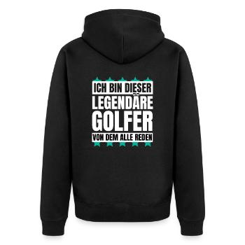 Ich bin dieser legendäre Golfer - Unisex Premium Bio Zip Hoodie - Schwarz - Hinten - Nico (187cm)