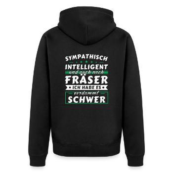 Sympathisch und intelligent - Fräser Edition - Unisex Premium Bio Zip Hoodie - Schwarz - Hinten - Nico (187cm)
