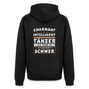 Charmant und intelligent - Tänzer Edition - Unisex Premium Bio Zip Hoodie - Schwarz - Hinten - Nico (187cm)