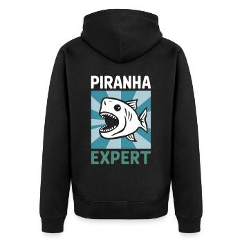 Piranha - Unisex Premium Bio Zip Hoodie - Schwarz - Hinten - Nico (187cm)