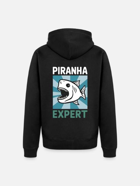 Piranha - Unisex Premium Bio Zip Hoodie - Schwarz