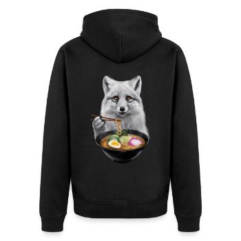 Polarfuchs Ramen - Unisex Premium Bio Zip Hoodie - Schwarz - Hinten - Nico (187cm)