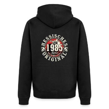 40. Geburtstag 2025 Hessisches Original Geschenk - Unisex Premium Bio Zip Hoodie - Schwarz - Hinten - Nico (187cm)