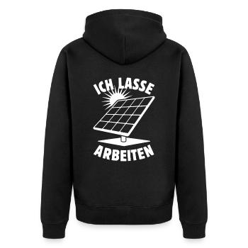 Ich lasse arbeiten - Photovoltaik - Solarenergie - Unisex Premium Bio Zip Hoodie - Schwarz - Hinten - Nico (187cm)