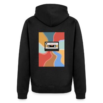 Retro cassette - Unisex Premium Organic Zip Hoodie - black - Back - Nico (187cm)