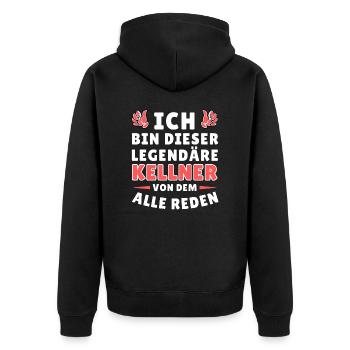 Ich bin dieser legendäre Kellner - Unisex Premium Bio Zip Hoodie - Schwarz - Hinten - Nico (187cm)