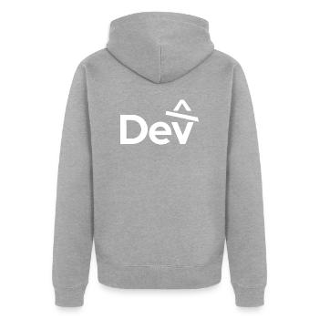 Développeur - Dev - Veste à capuche bio Premium Unisexe - gris chiné - Dos - Nico (187cm)