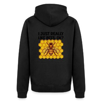 Imkerei - Unisex Premium Bio Zip Hoodie - Schwarz - Hinten - Nico (187cm)